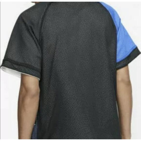 Nike Jacket Mens Medium Reversible Short Sleeve Zip Mesh Stars Camo Black Blue - Picture 3 of 15